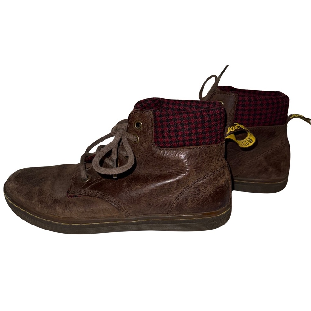 Dr. Martens Brown and Red Women’s size 7 Plaid Red Leather Boots
